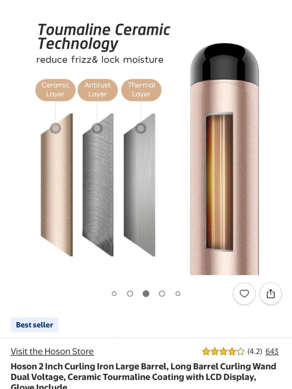 Rose Gold 2-Inch Curling Iron with LCD Temperature Display
